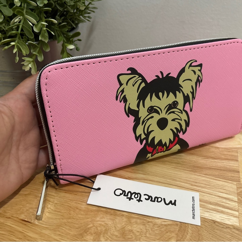 Marc Tetro Large Pink Zip Around Yorkie Yorkshire Terrier Dog Wallet NEW in Box